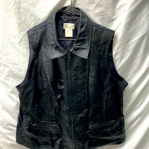 Roamans leather front summer zip pocket vest men sz 2x